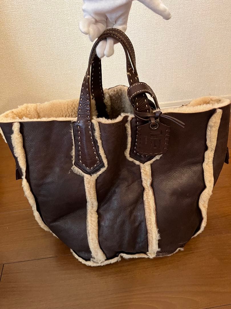 希少genten リバーシブル ムートン トートバッグ 肩掛け 2way