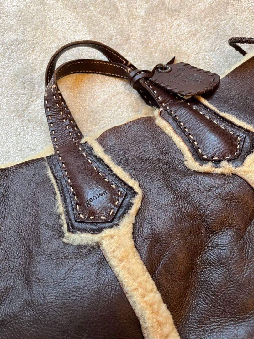 希少genten リバーシブル ムートン トートバッグ 肩掛け 2way