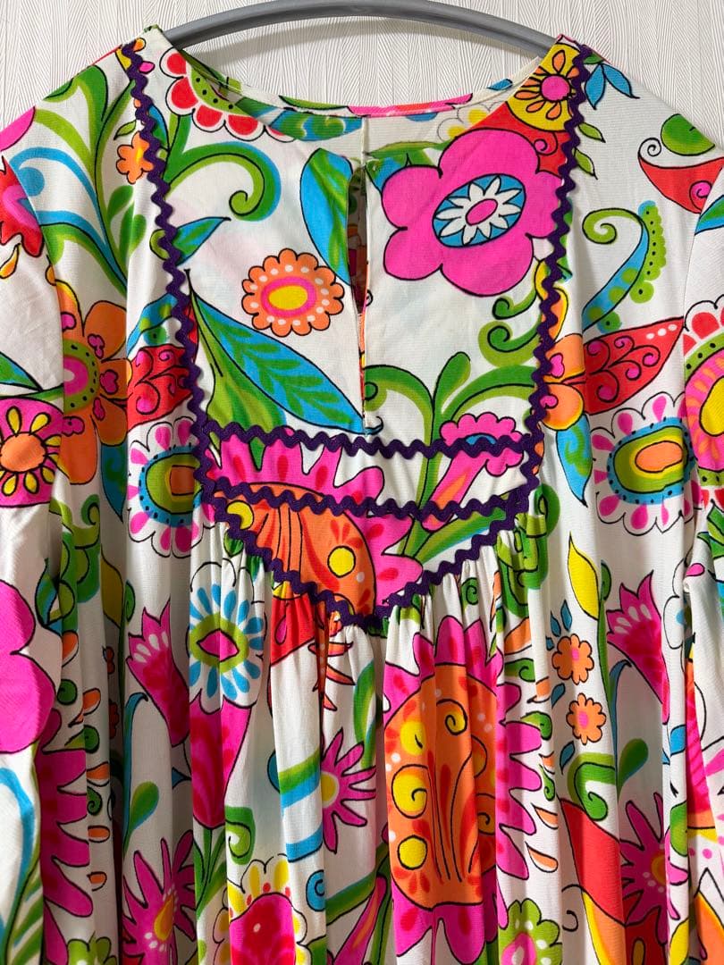 vintage 古着　70s サイケデリック　花柄　ワンピース