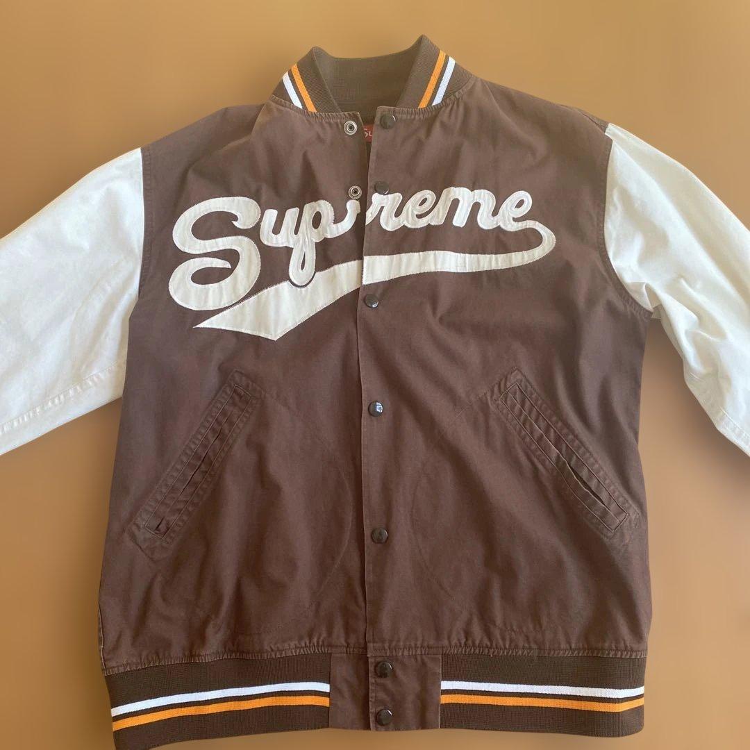 Supreme スタジャン Lサイズ ブラウン/ホワイト