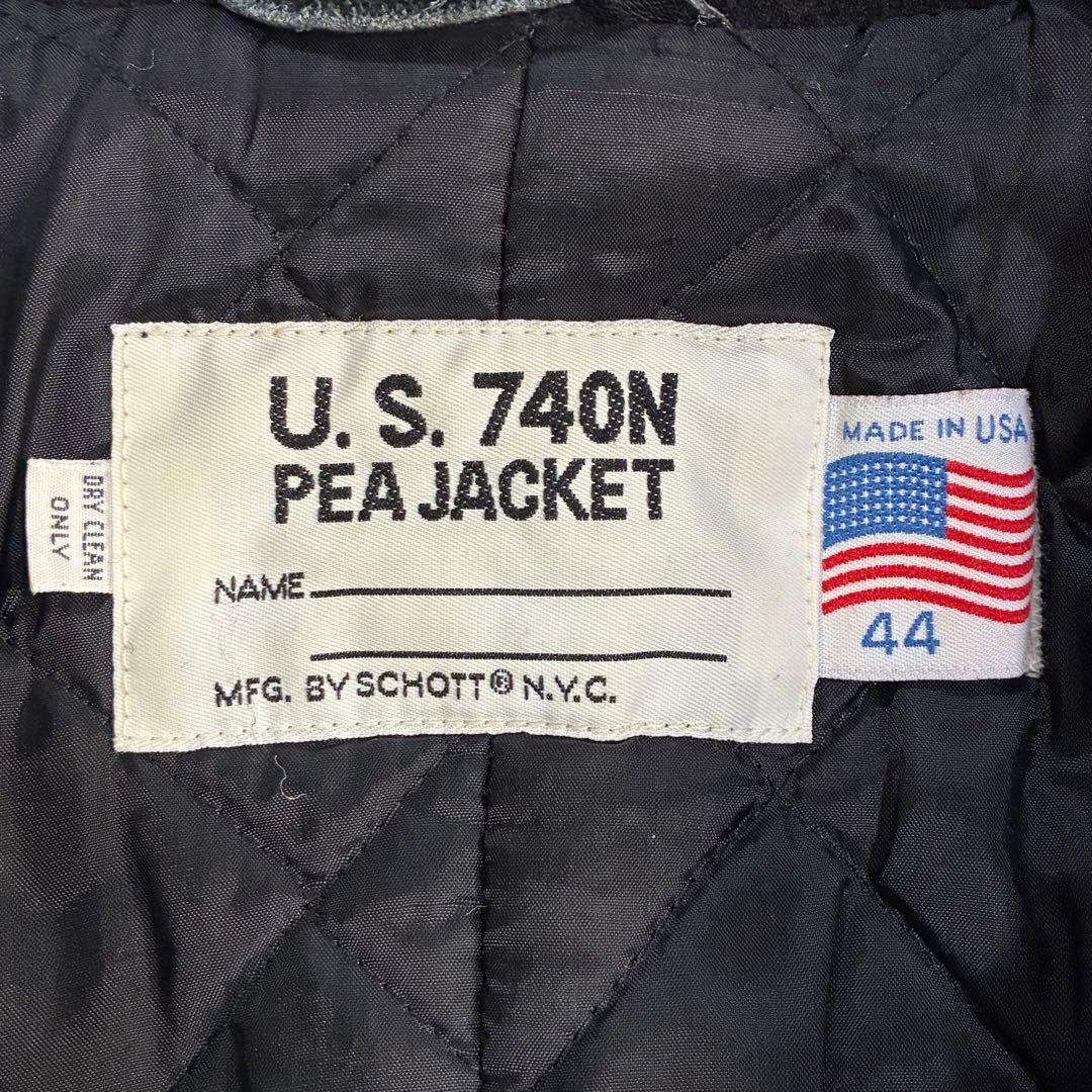 Schott Pコート 740N アメリカ製 キルティング 44 黒 ショット