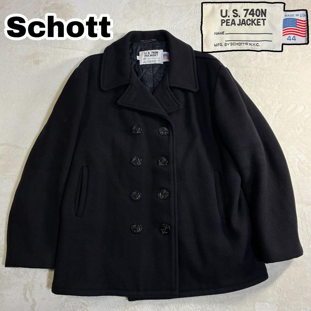 Schott Pコート 740N アメリカ製 キルティング 44 黒 ショット