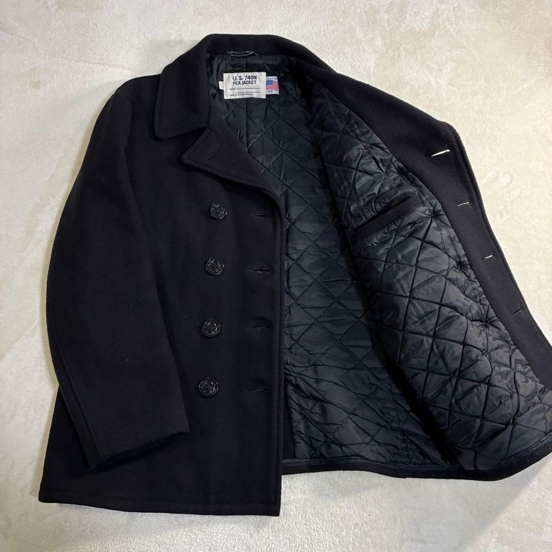 Schott Pコート 740N アメリカ製 キルティング 44 黒 ショット