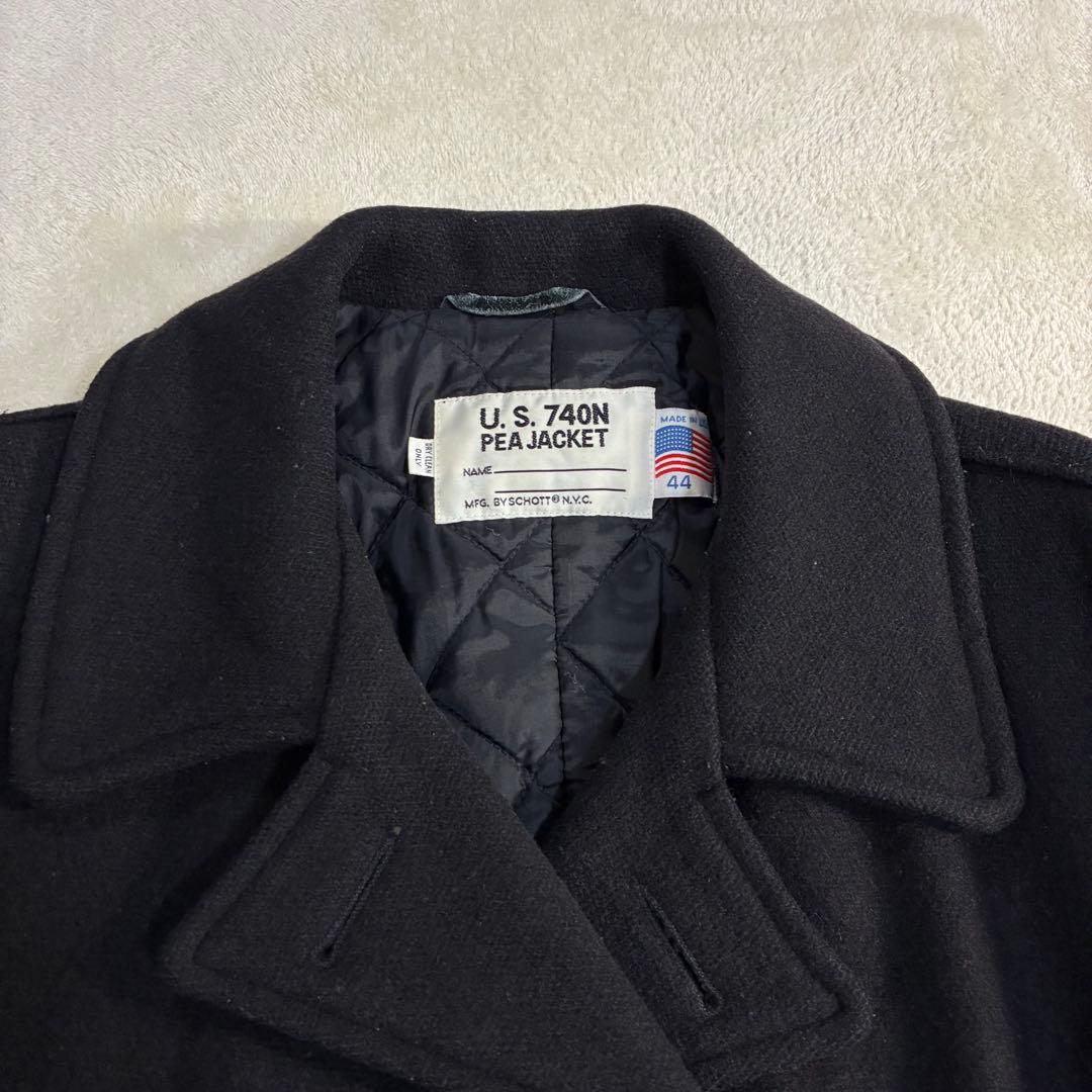 Schott Pコート 740N アメリカ製 キルティング 44 黒 ショット