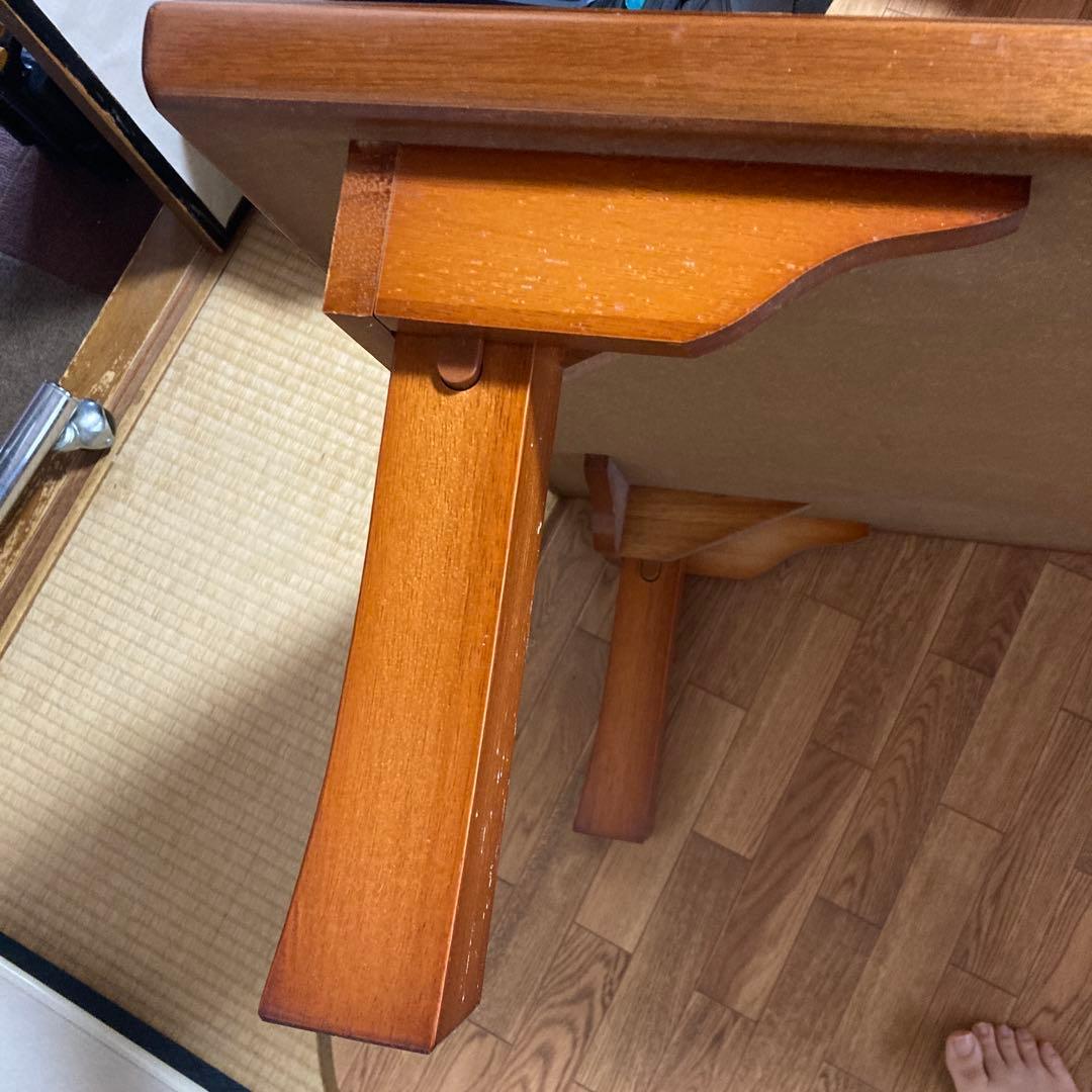 木製ブラウン長方形座卓　折り畳み