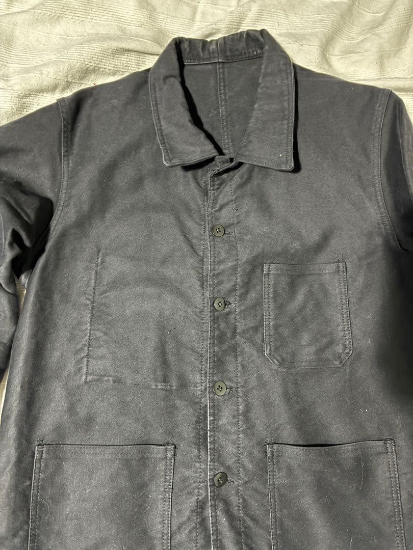 フレンチ フランス 50s〜ブラックモールスキンジャケット サイズ52表記