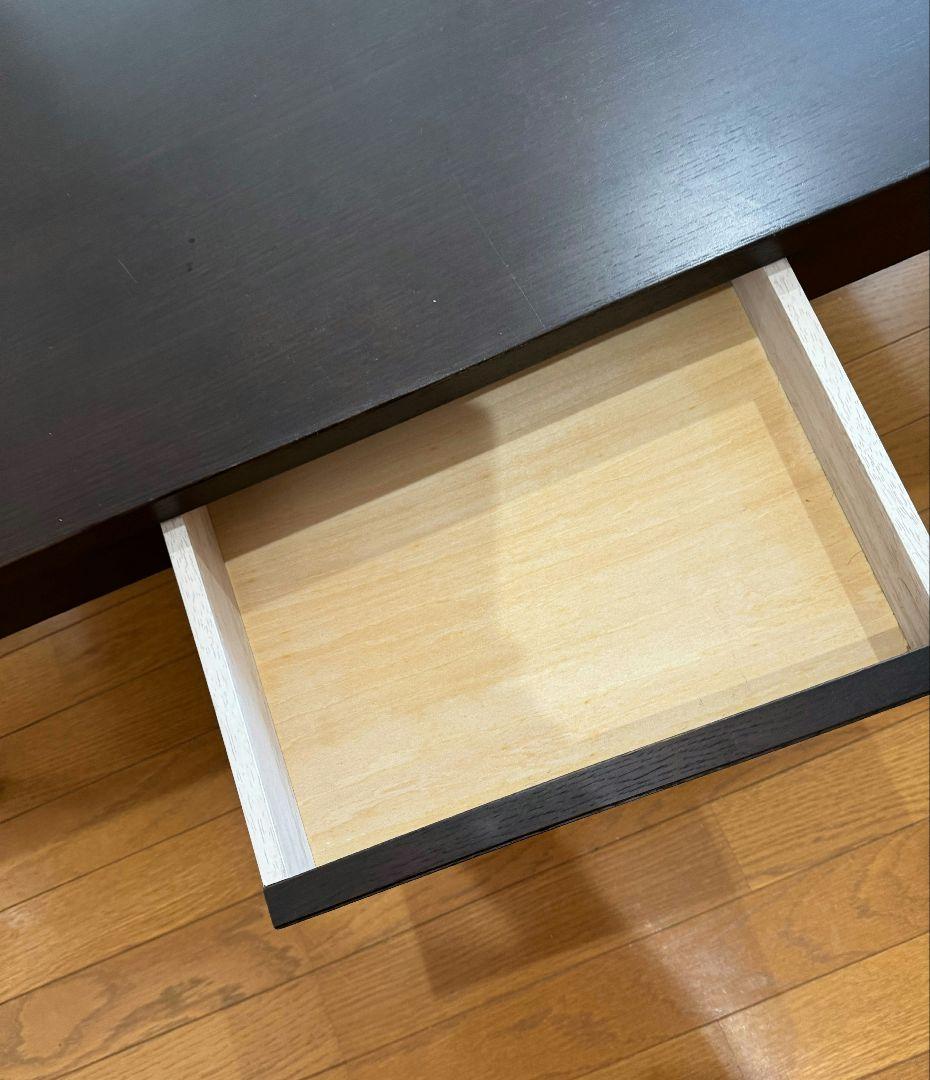 モダン ダークブラウン 木製センターテーブル 引き出し付き