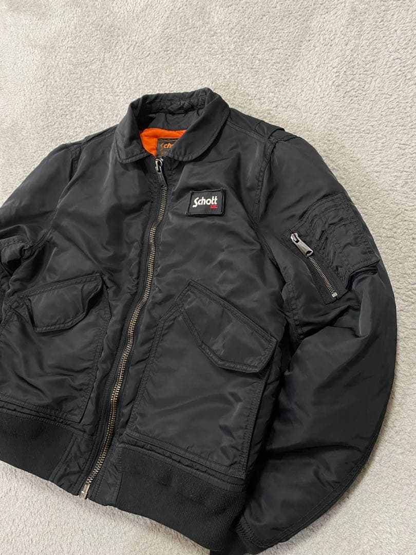Schott CWU-Rジャケット　MA-1フライトジャケット　ブラックM 短丈