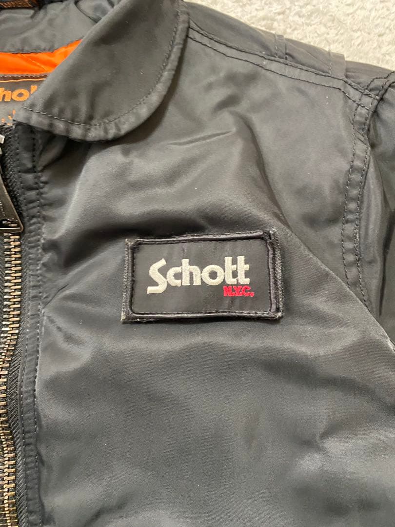 Schott CWU-Rジャケット　MA-1フライトジャケット　ブラックM 短丈