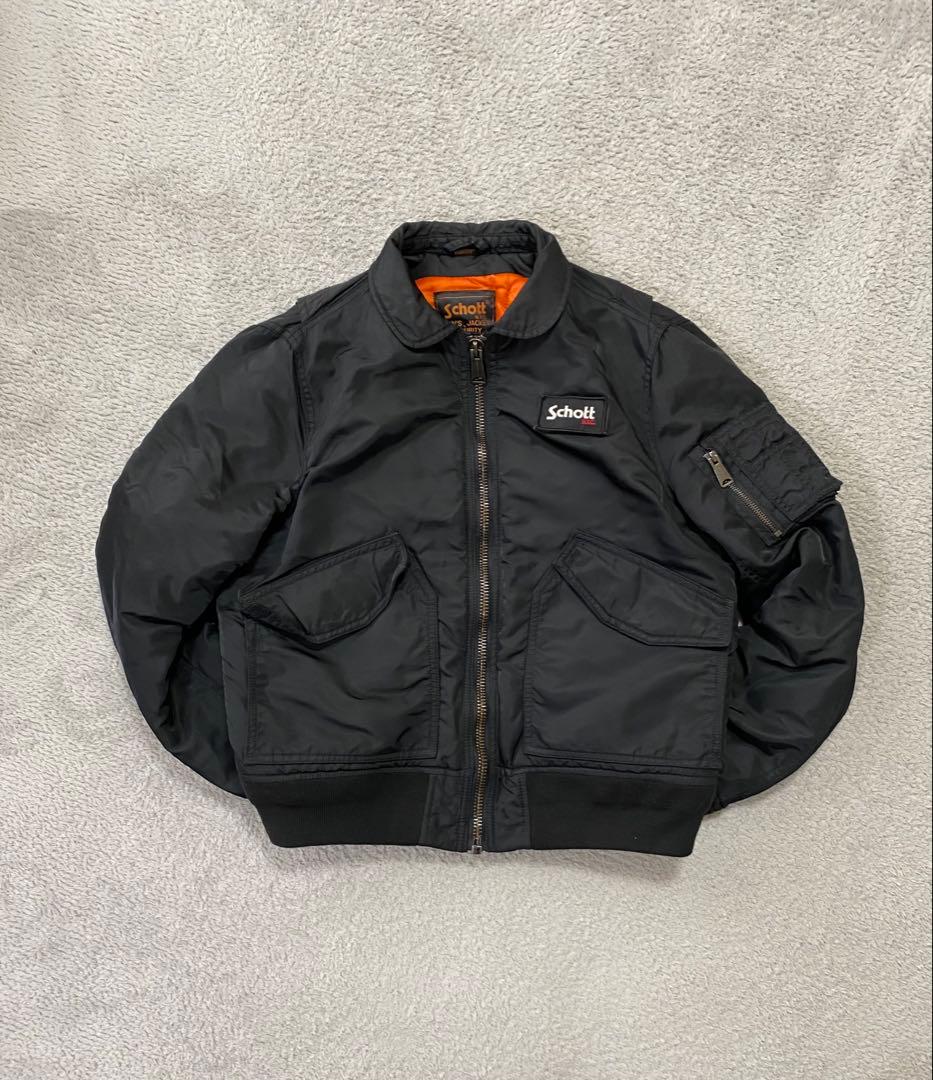 Schott CWU-Rジャケット　MA-1フライトジャケット　ブラックM 短丈