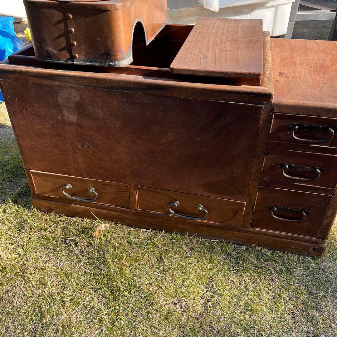 長火鉢 燗銅壷付き 引出し付 囲炉裏 火鉢 古道具 アンティーク