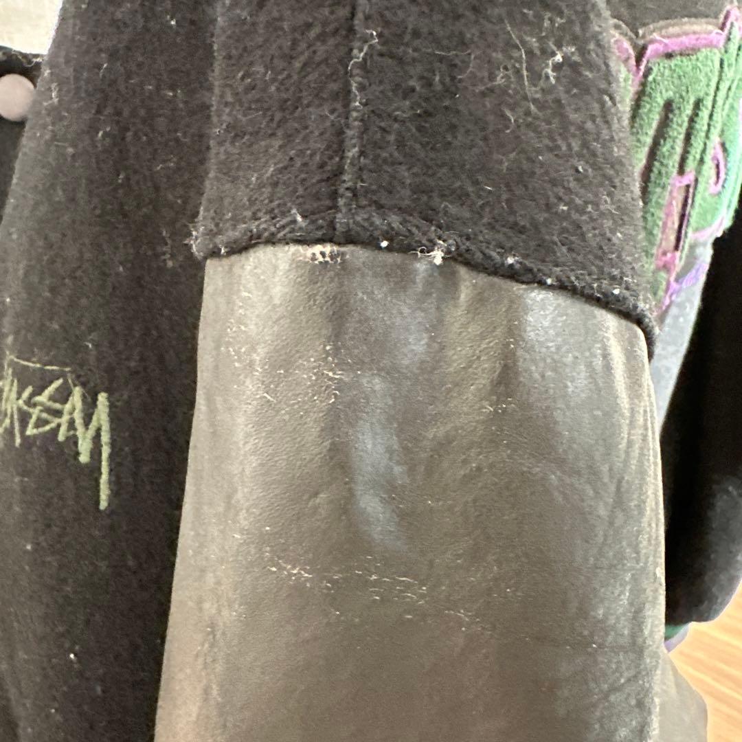 STUSSY スタジャン ブラック/シルバー