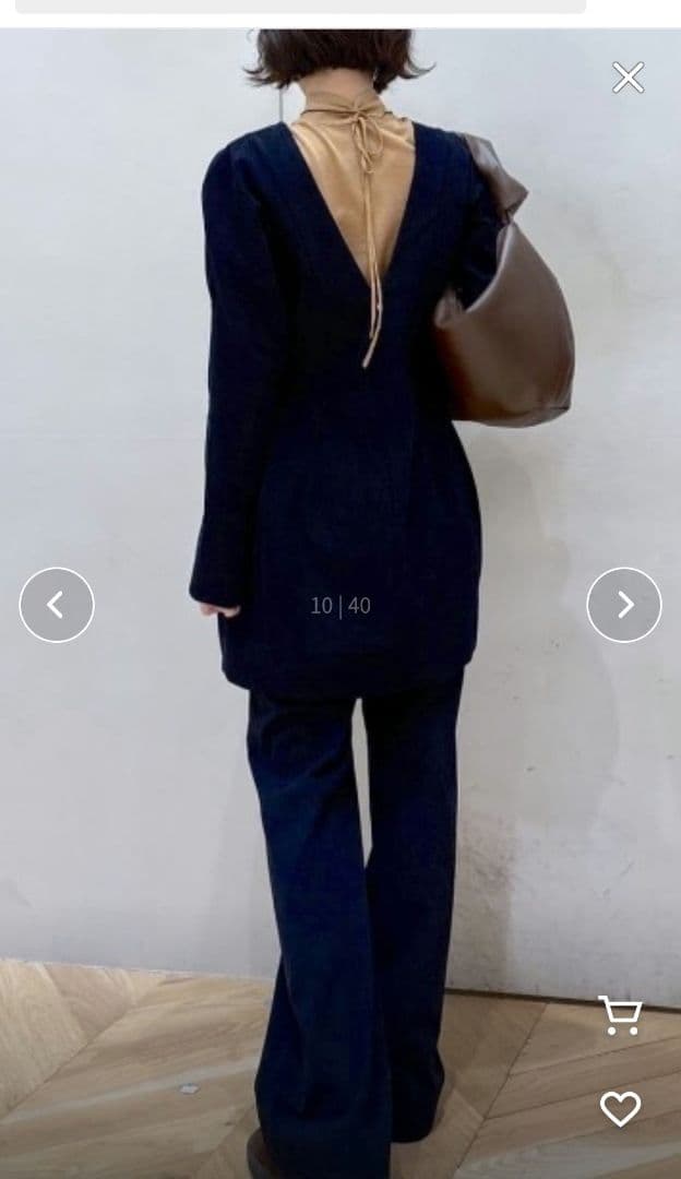 STYLEMIXER コーデュロイフォルム 　ミニワンピース ネイビー