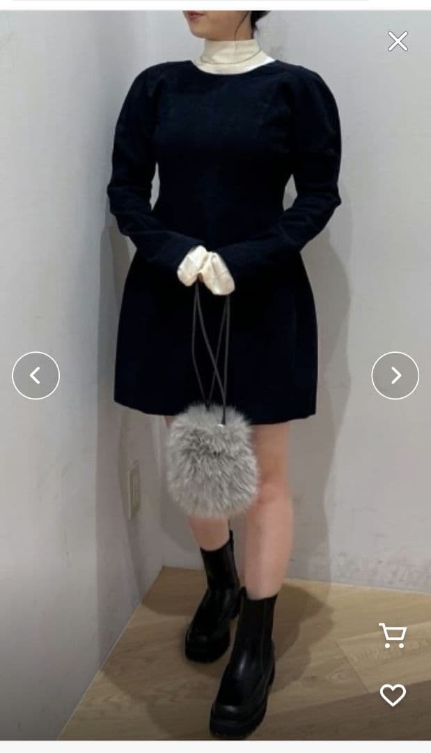 STYLEMIXER コーデュロイフォルム 　ミニワンピース ネイビー