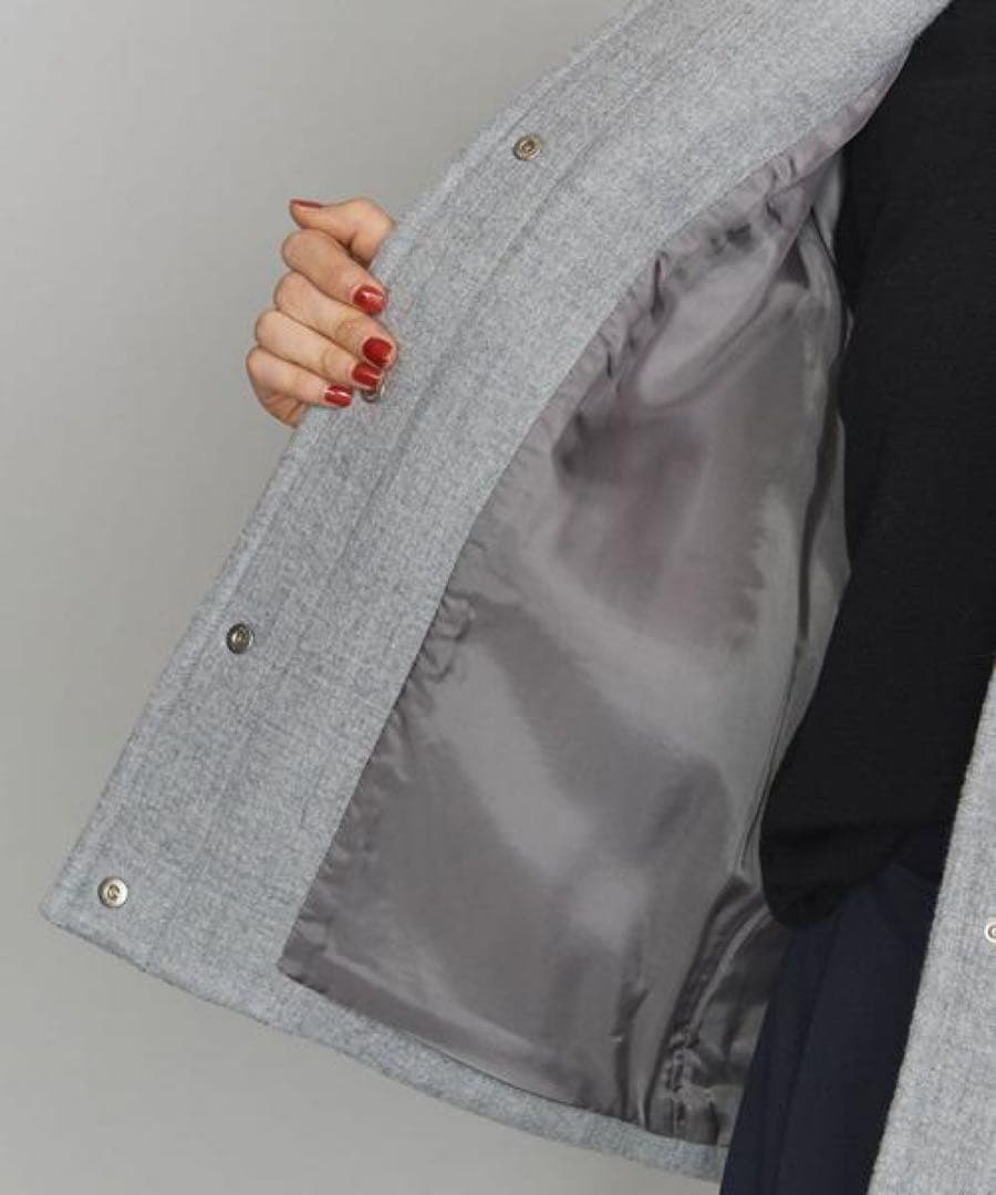 【美品】BEAUTY&YOUTH クレーターメルトンノーカラーショートコート M