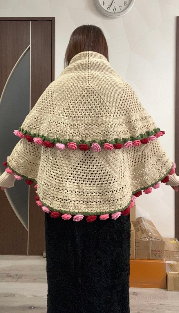 バラの花束ブランケット直径114cm，72本のバラ，ストール