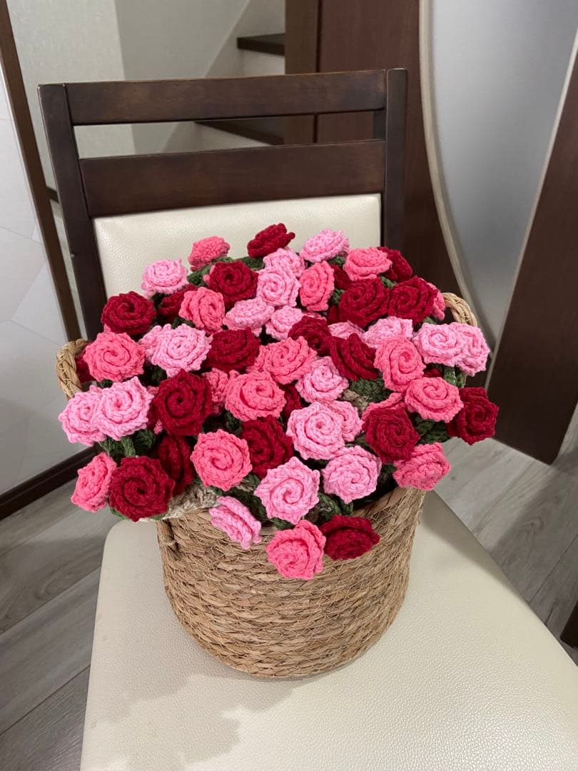 バラの花束ブランケット直径114cm，72本のバラ，ストール