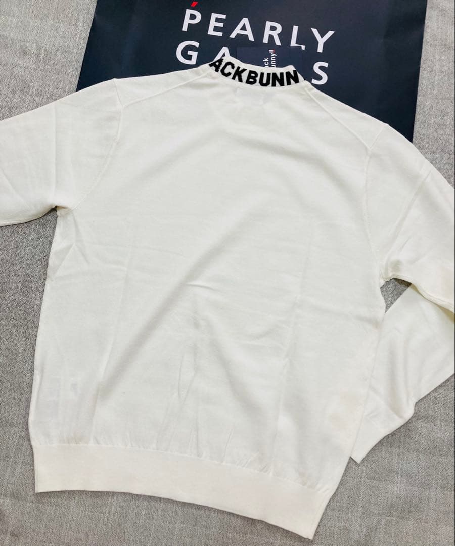 新品 パーリーゲイツ ジャックバニー ロゴハイネックニット(5)サイズL/白