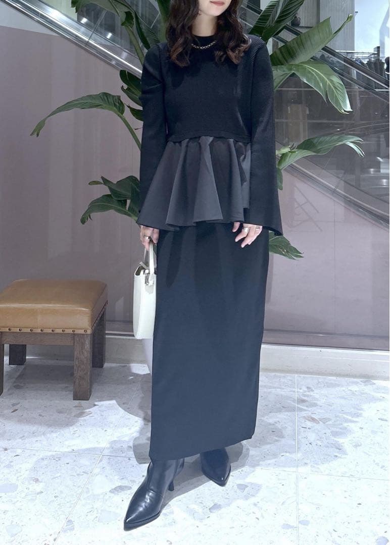 アダムエロペ　ペプラムコンビニットワンピース　ブラック　F 今期