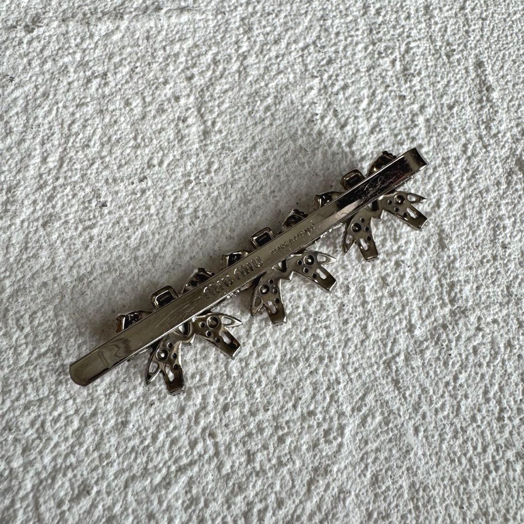 miu miu ミュウミュウ クリスタル ヘアクリップ ヘアピン シルバー