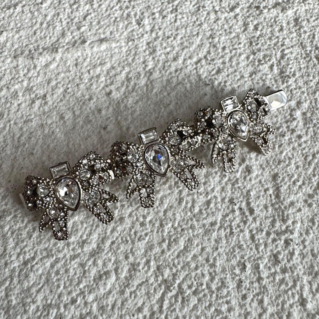 miu miu ミュウミュウ クリスタル ヘアクリップ ヘアピン シルバー