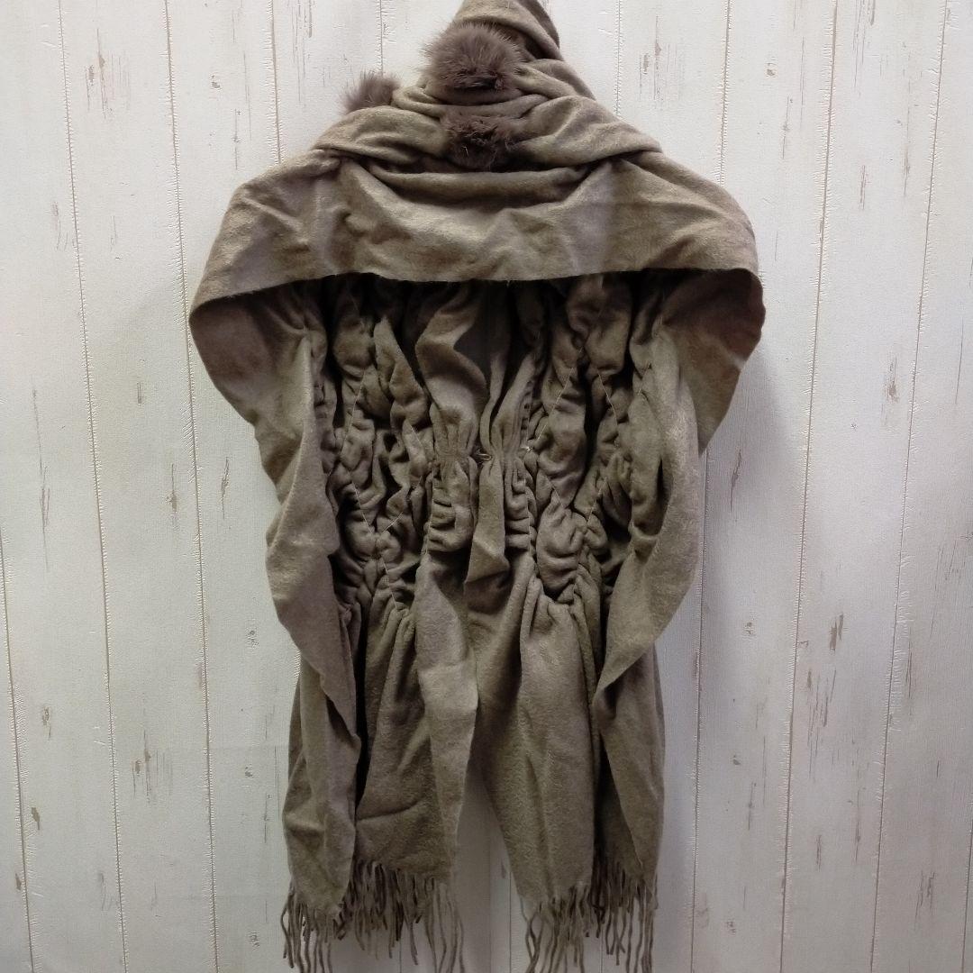 美品 EPOCA エポカ フォックスファー付カシミヤストール ライトブラウン