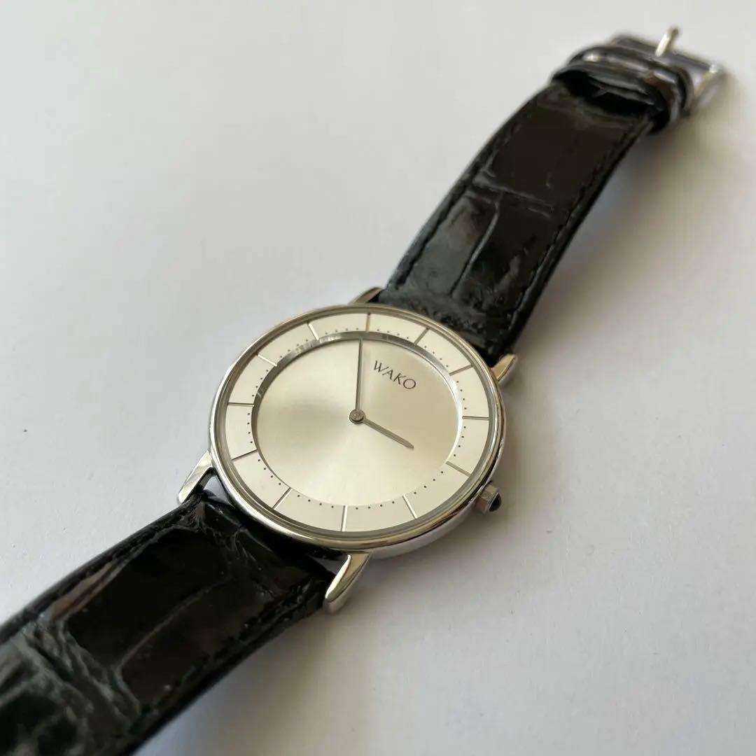 【美品】WAKO 電池交換済み　メンズ　腕時計 シルバー
