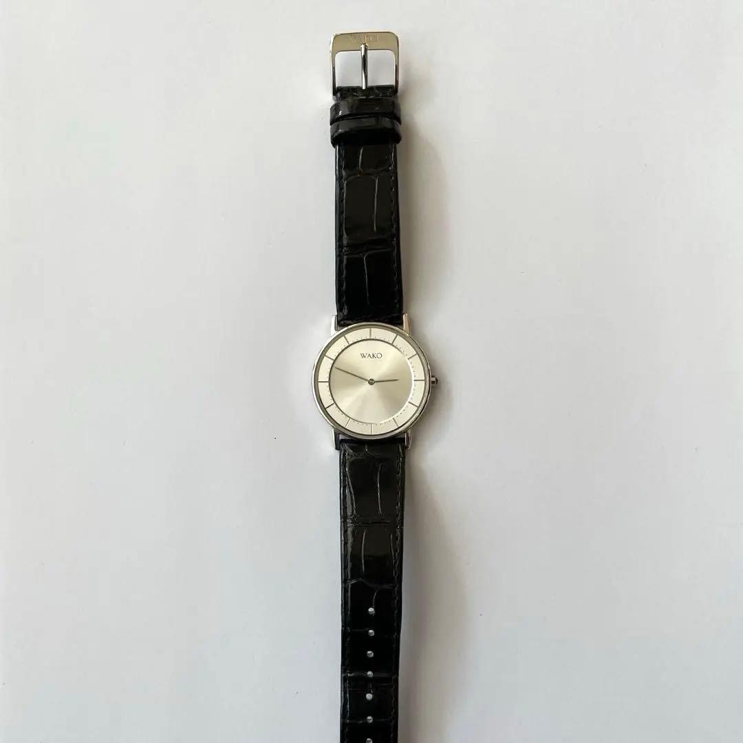 【美品】WAKO 電池交換済み　メンズ　腕時計 シルバー