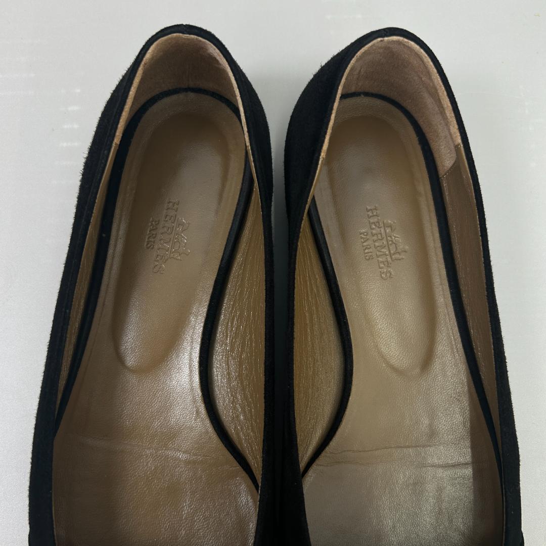 エルメス フラット シューズ パンプス ビルバオ 37.5 ケリー バックル 靴