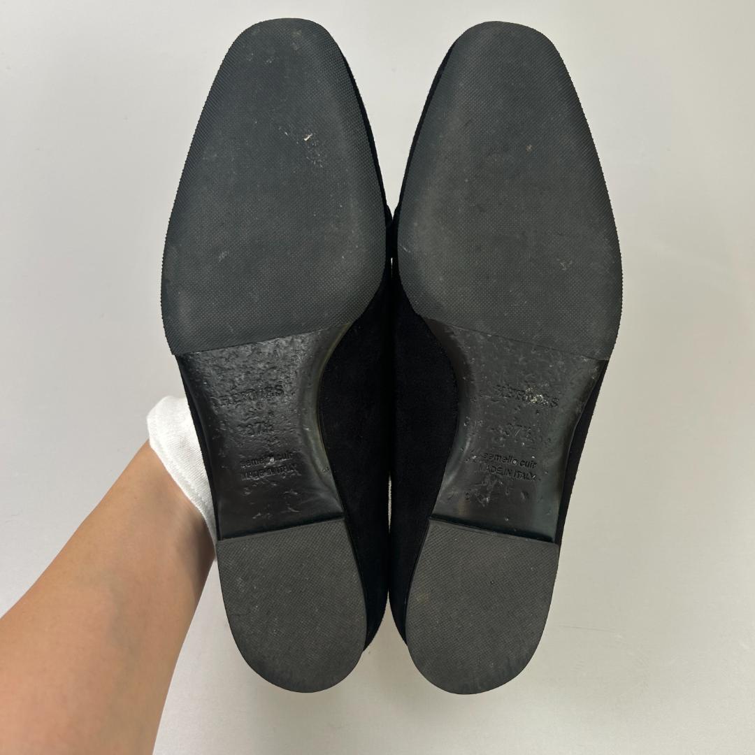 エルメス フラット シューズ パンプス ビルバオ 37.5 ケリー バックル 靴