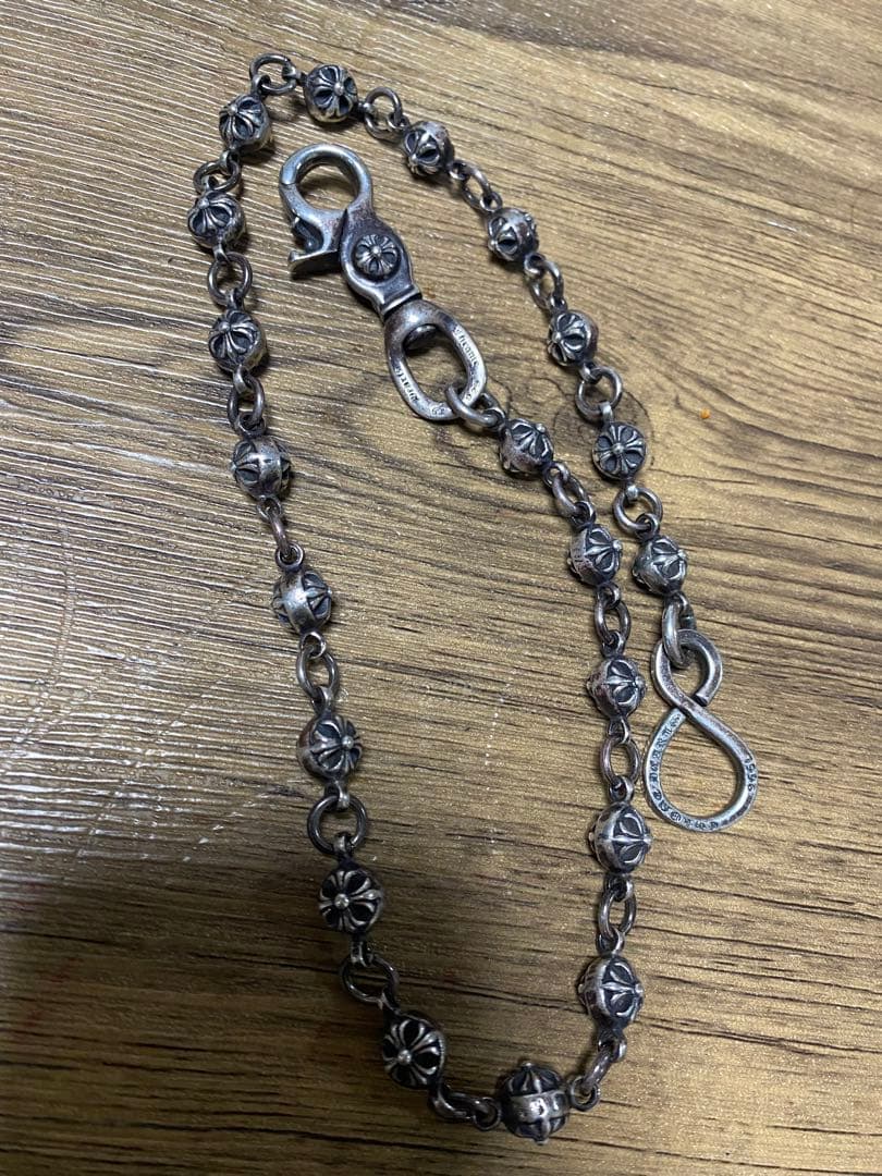 シルバー 925 クロスボール　ウォレットチェーン