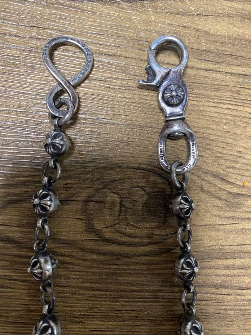 シルバー 925 クロスボール　ウォレットチェーン