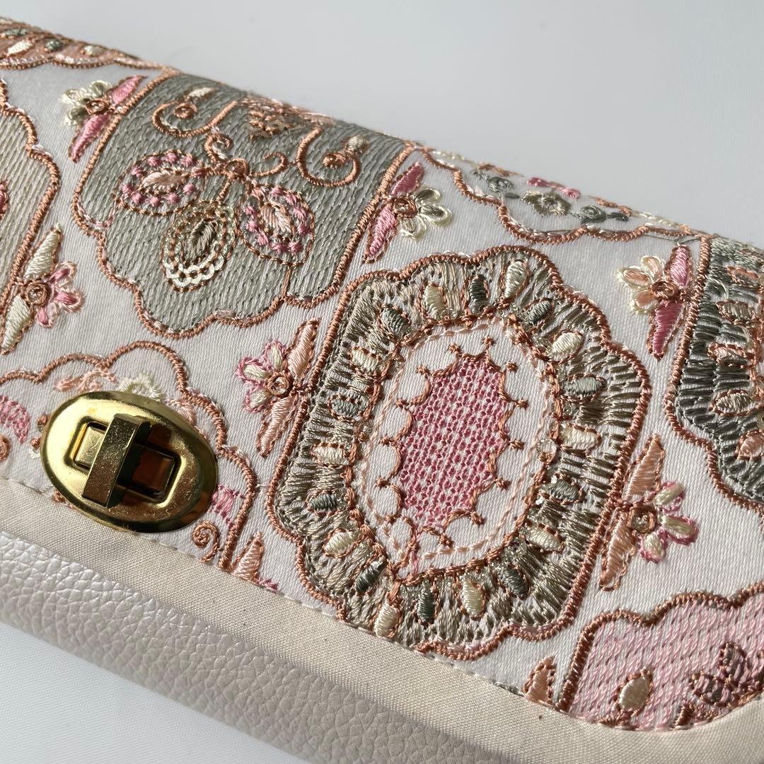 ☆ゆうか☆　長財布、ミニ財布2点　インド刺繍ピンク系　ハンドメイド