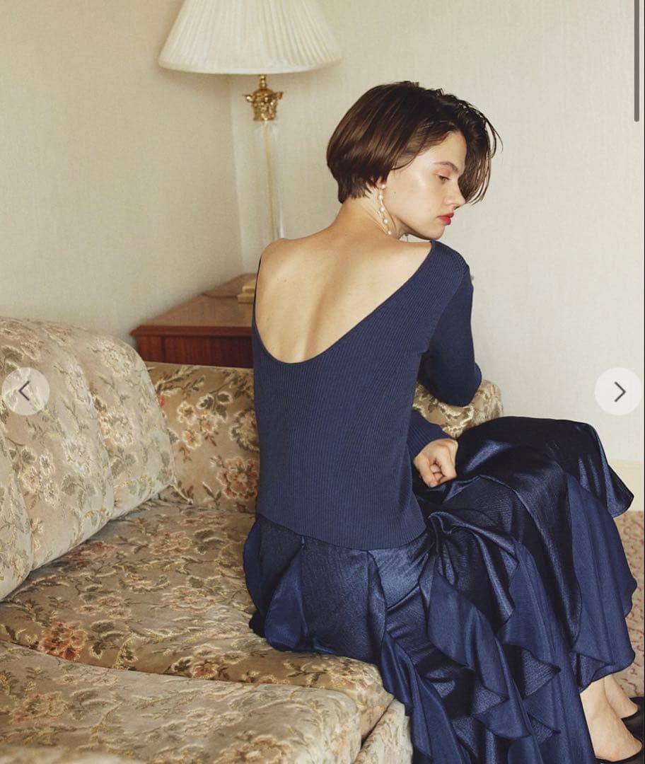 エメイン　バックオープンドッキングワンピース　ネイビー