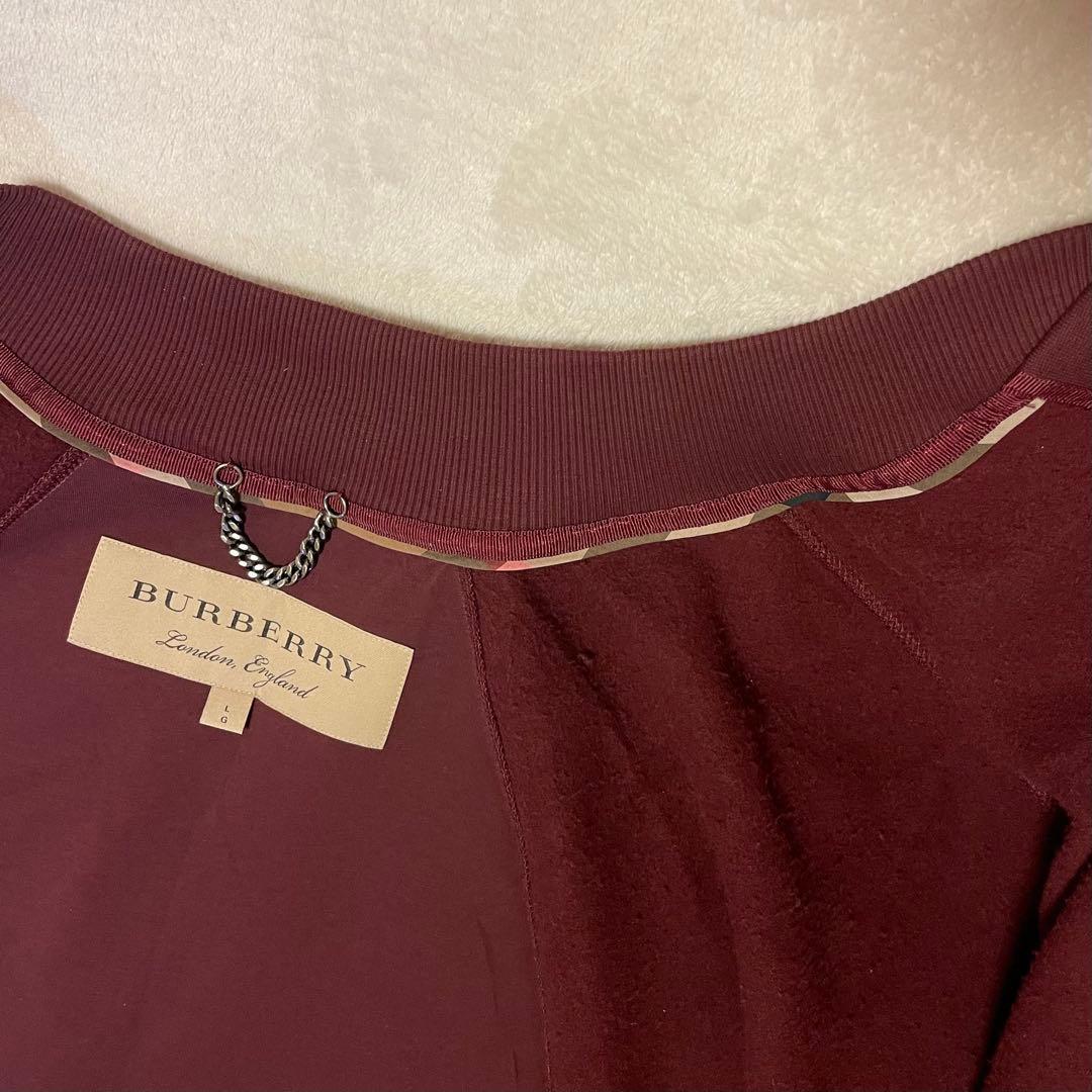 【希少】 BURBERRY ロゴ 刺繍 ポンチョ ケープ コート バーガンディ