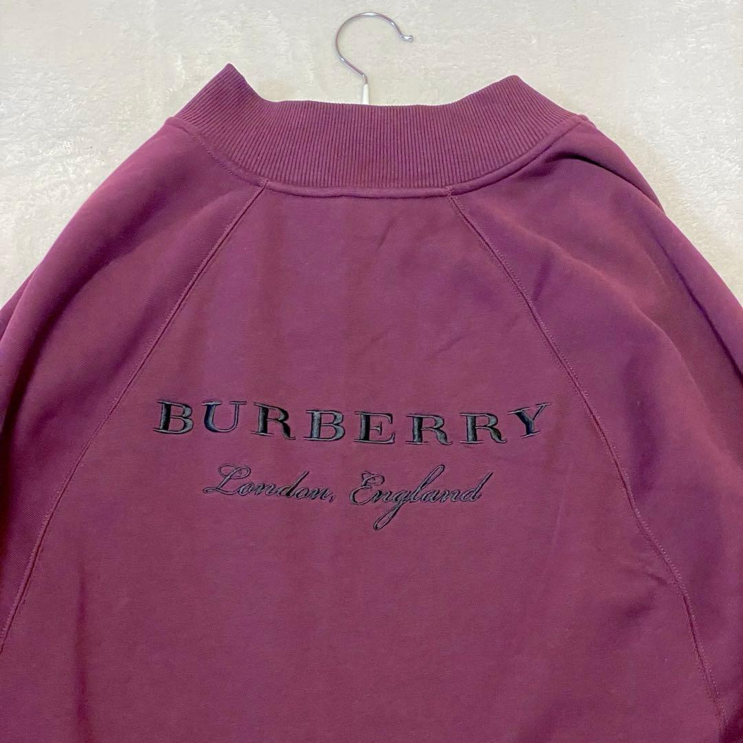 【希少】 BURBERRY ロゴ 刺繍 ポンチョ ケープ コート バーガンディ