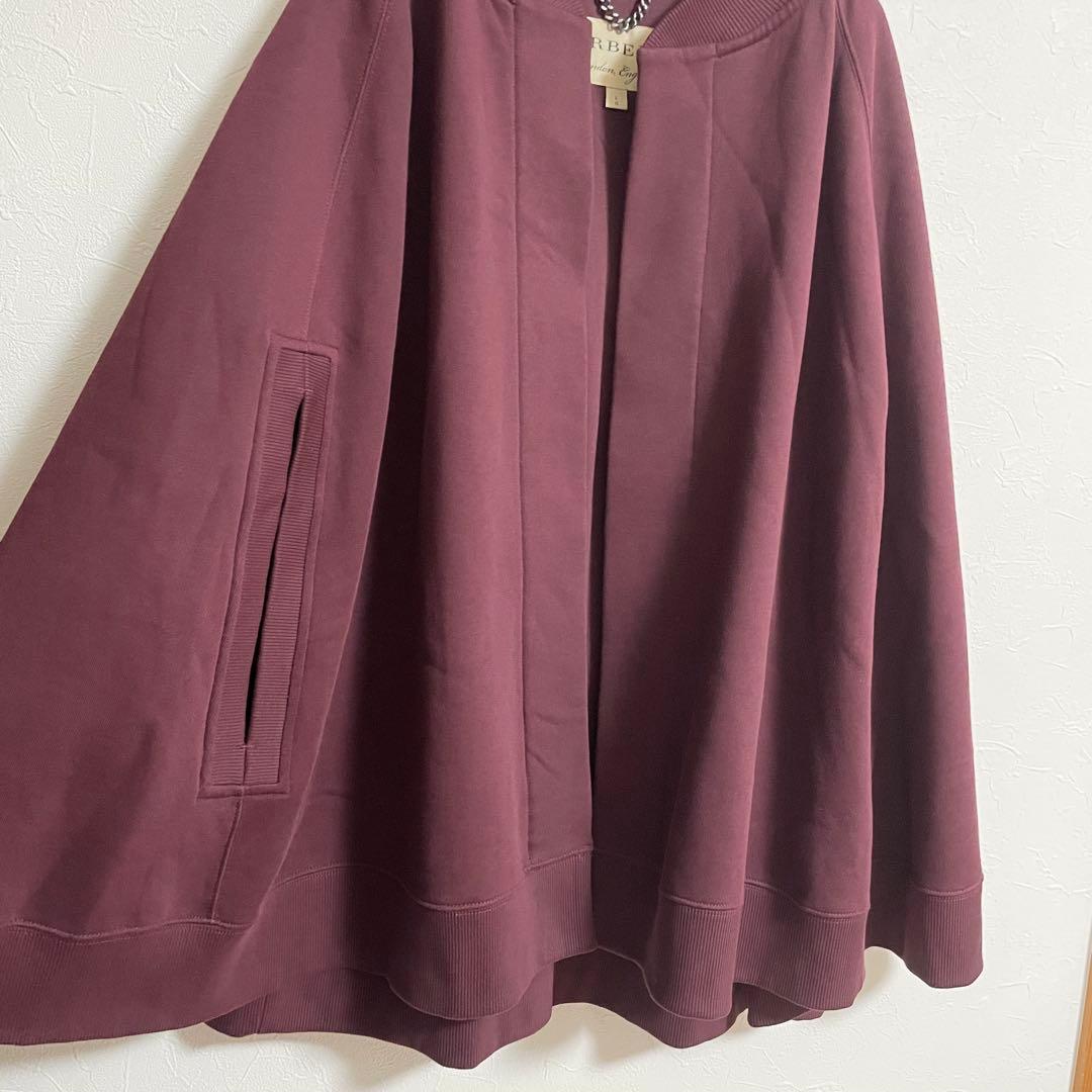 【希少】 BURBERRY ロゴ 刺繍 ポンチョ ケープ コート バーガンディ