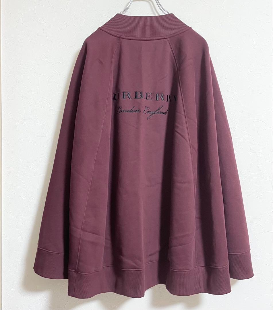 【希少】 BURBERRY ロゴ 刺繍 ポンチョ ケープ コート バーガンディ