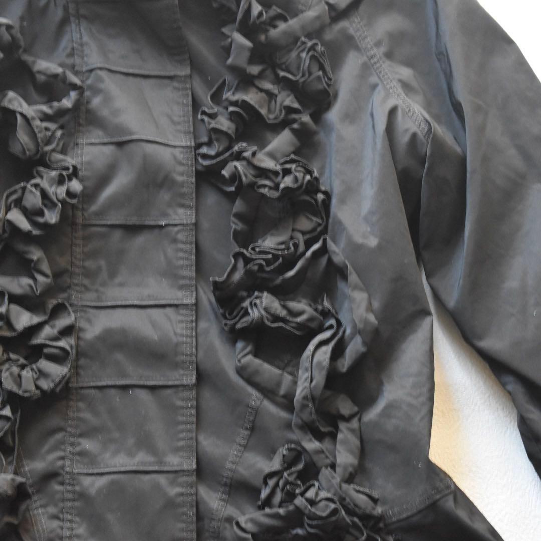 EIKO KONDO 構築フリルデザイン ロングジャケットワイヤー 黒 立体裁断