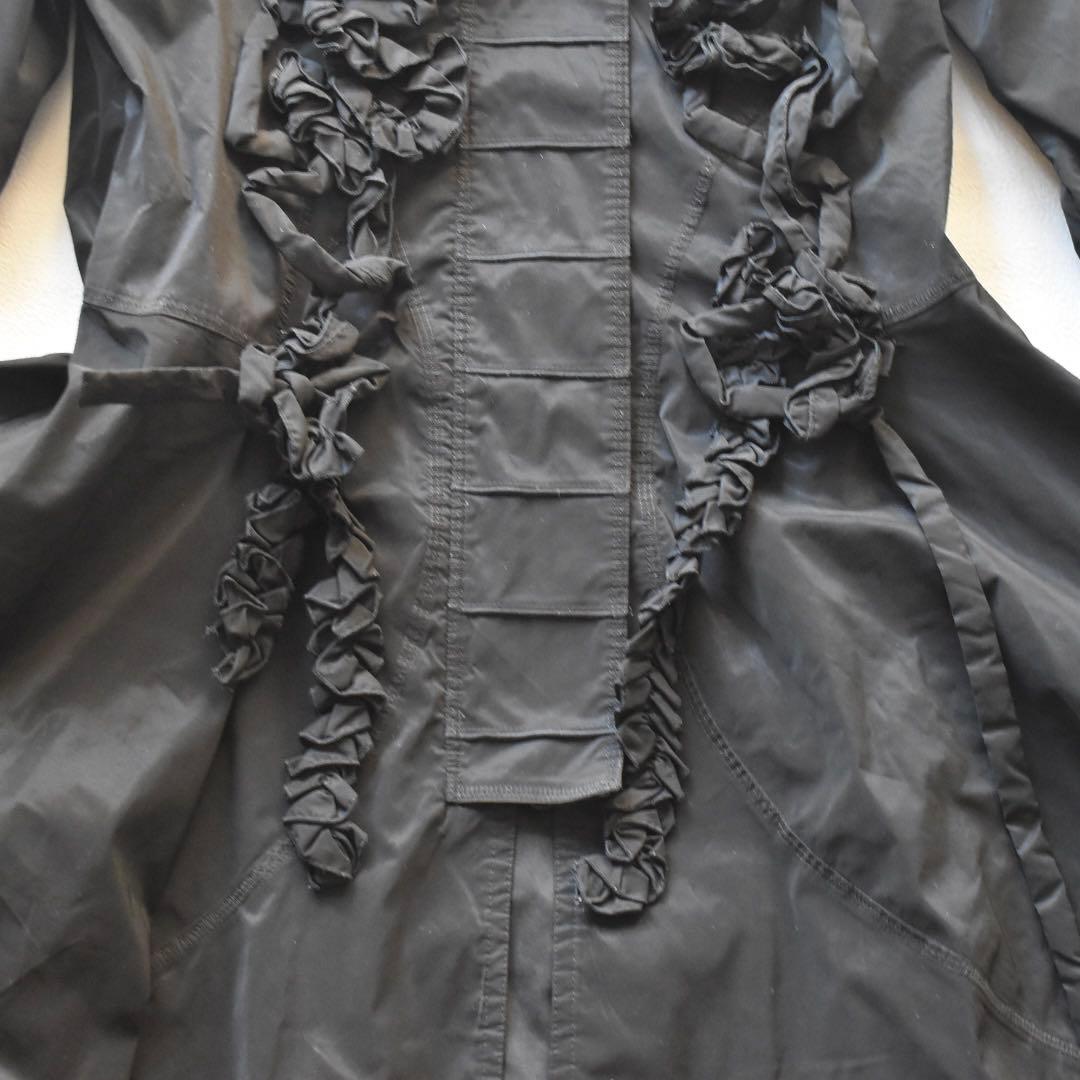 EIKO KONDO 構築フリルデザイン ロングジャケットワイヤー 黒 立体裁断