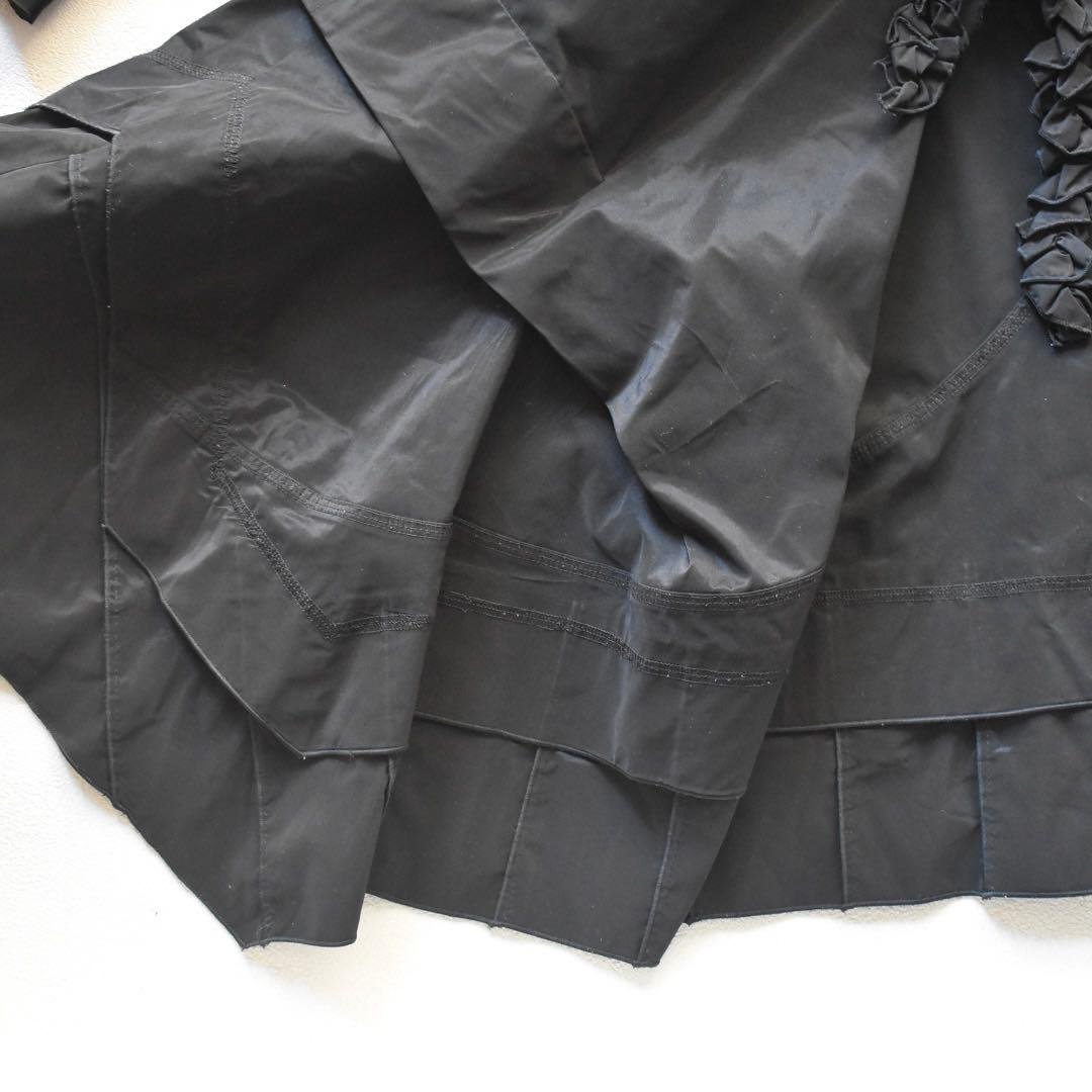 EIKO KONDO 構築フリルデザイン ロングジャケットワイヤー 黒 立体裁断