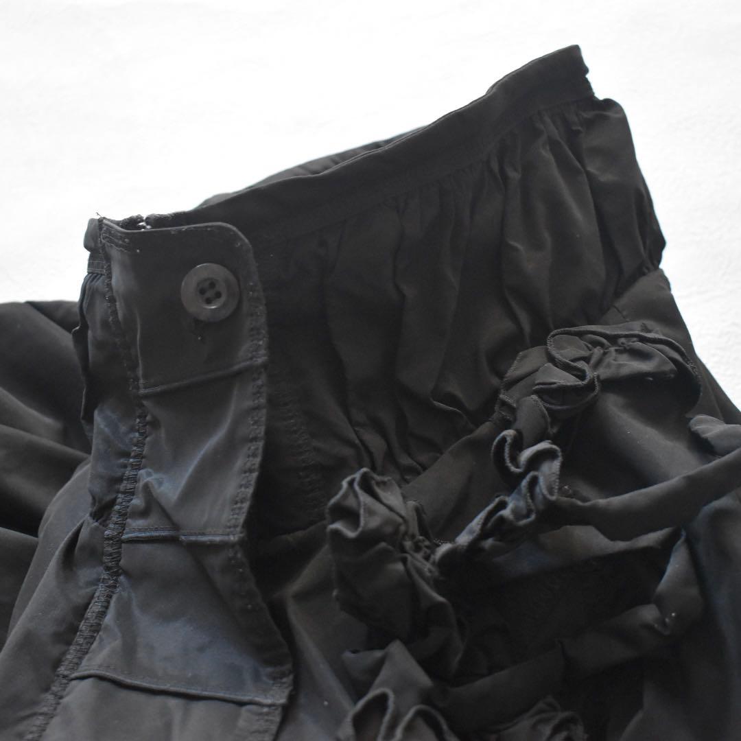 EIKO KONDO 構築フリルデザイン ロングジャケットワイヤー 黒 立体裁断