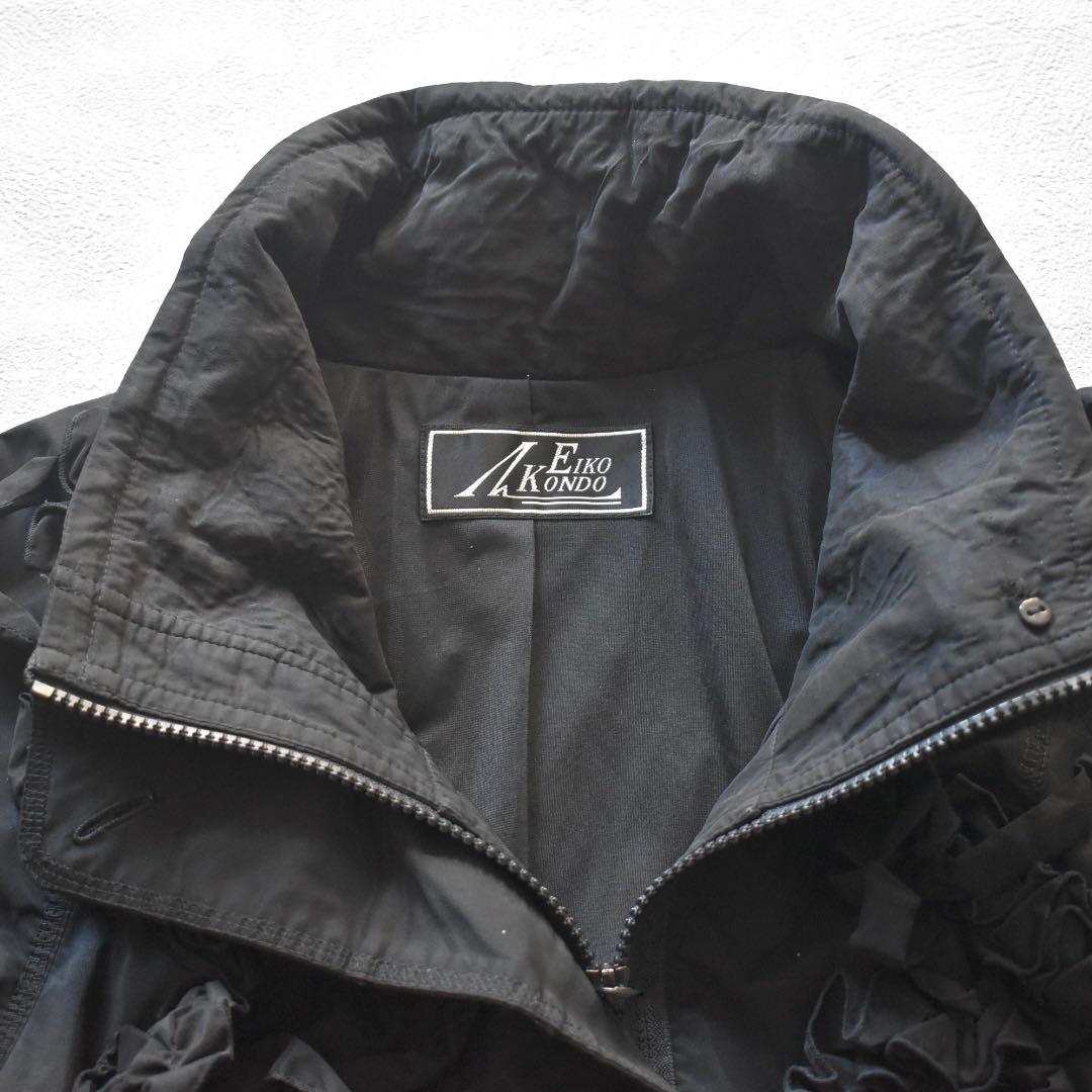 EIKO KONDO 構築フリルデザイン ロングジャケットワイヤー 黒 立体裁断