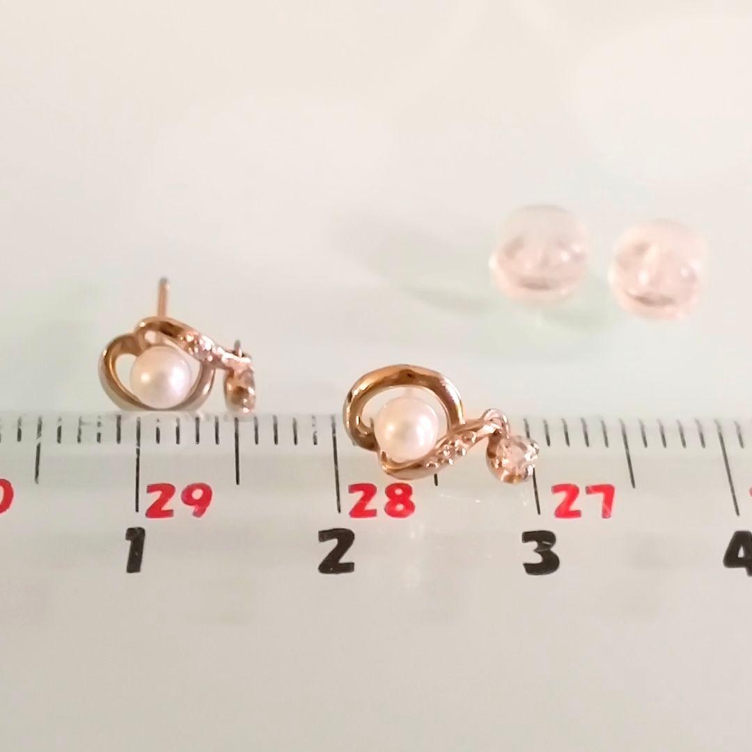 ヴァンドーム青山　K10 PG　ハート　パール　ダイヤモンド　トパーズ　ピアス