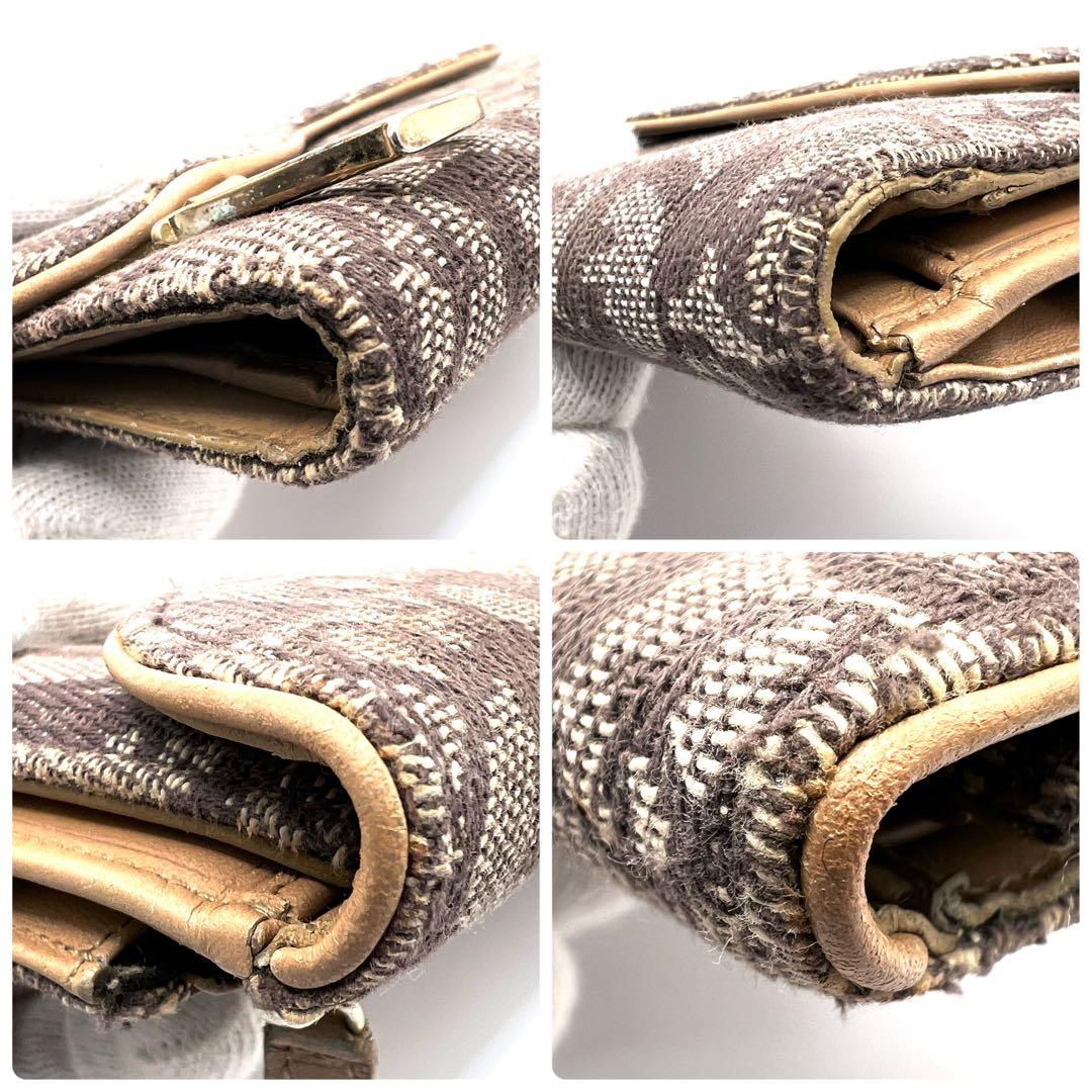 ディオール 三つ折り 長財布 トロッター柄 サドル キャンバス カーキ