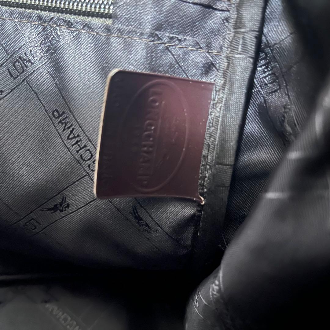 美品　Longchamp　レザートートバッグ　ロゾ　クロコ型押し　ブラウン