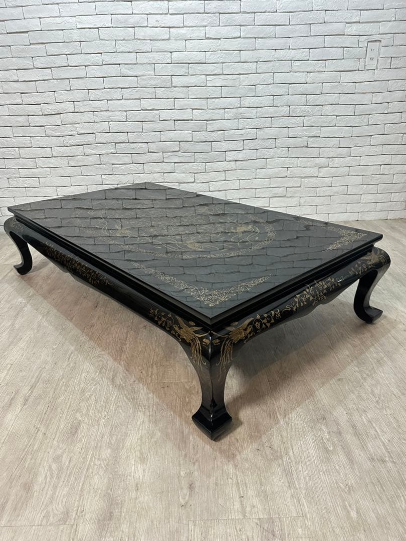 【taka】定価65万　螺鈿細工　鳳凰　木製漆塗り　テーブル　机