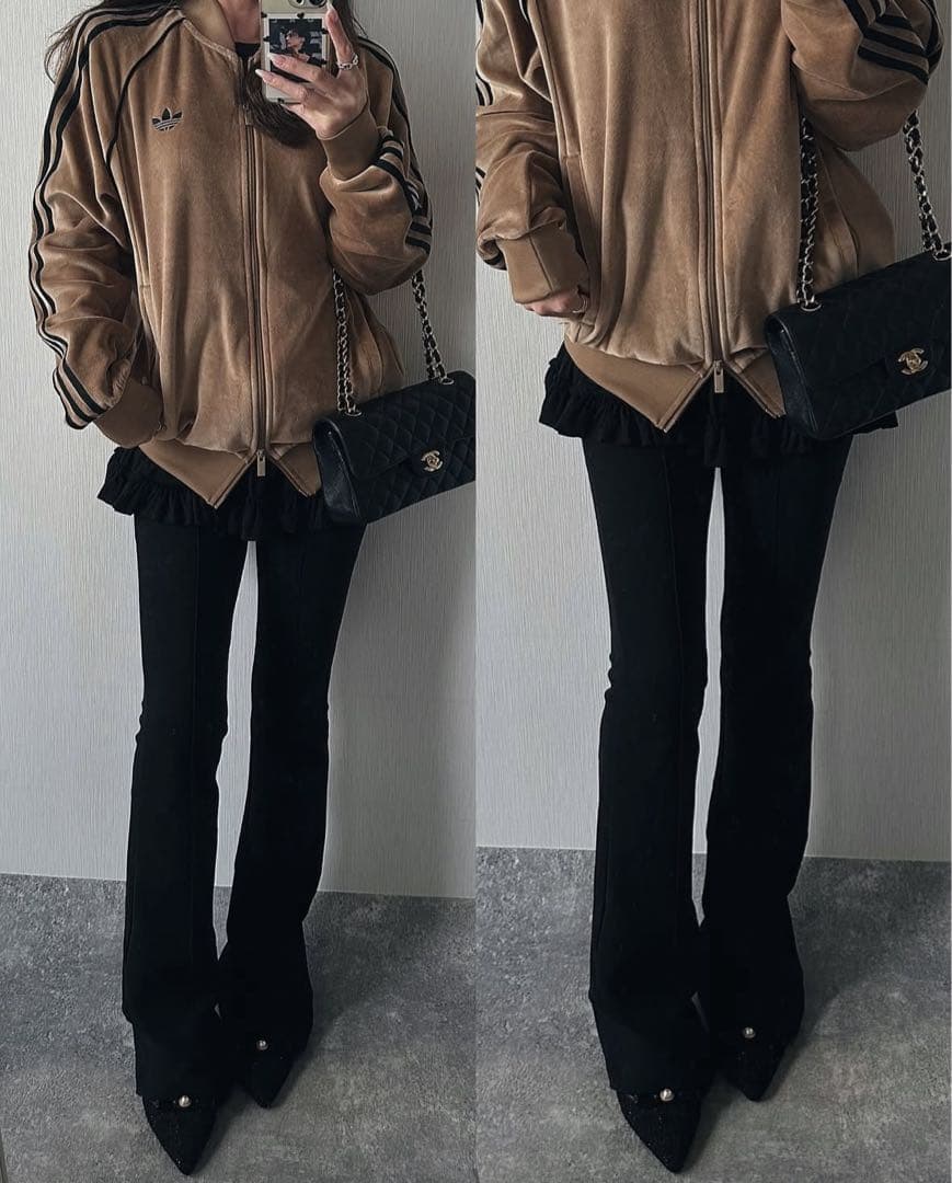 新品XL⭐️adidas アディカラー ブラウンベロア トラックトップ michi