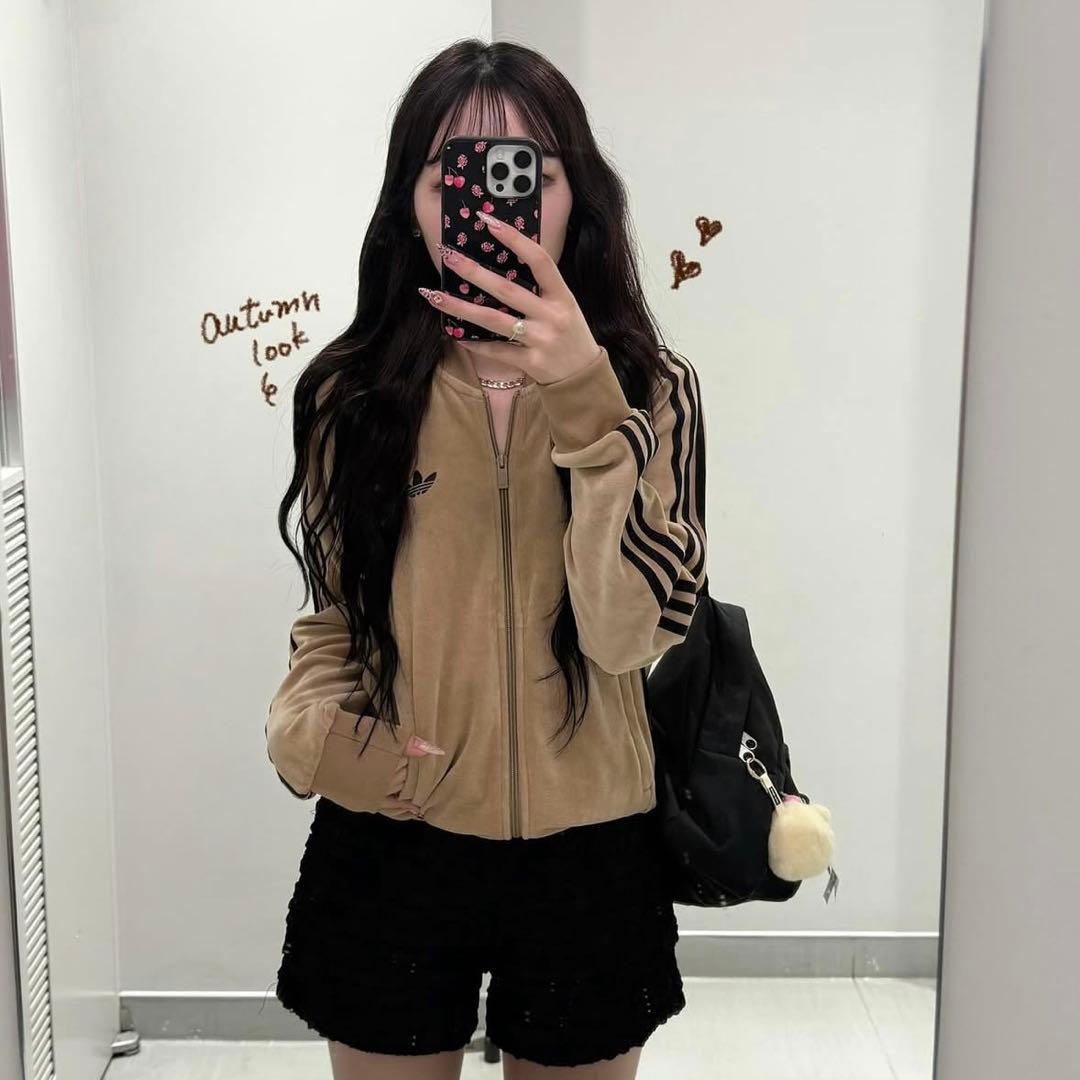 新品XL⭐️adidas アディカラー ブラウンベロア トラックトップ michi