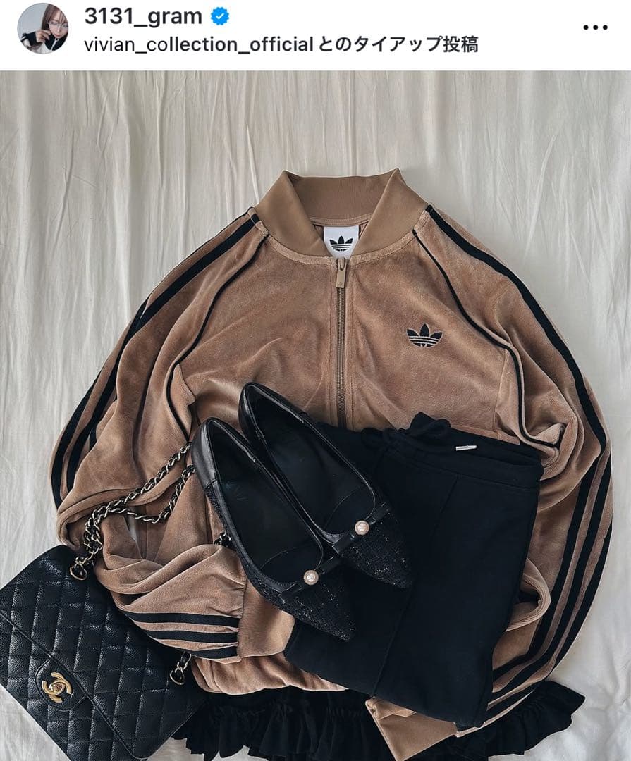 新品XL⭐️adidas アディカラー ブラウンベロア トラックトップ michi